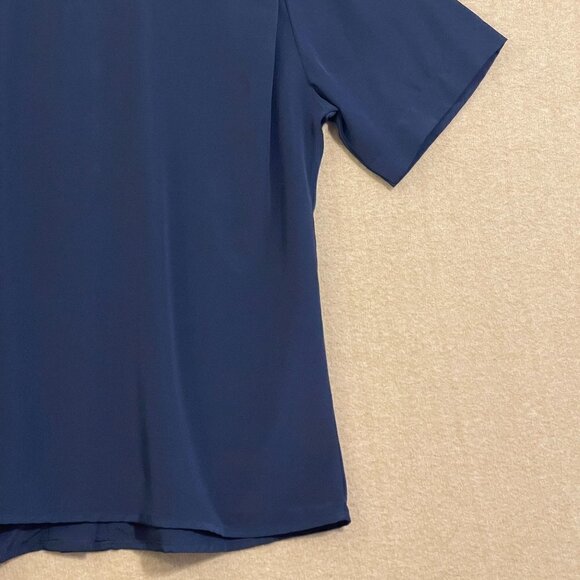 Notations Blouse Women's 10 Petite Navy Blue Short Sleeves - Picture 11 of 11